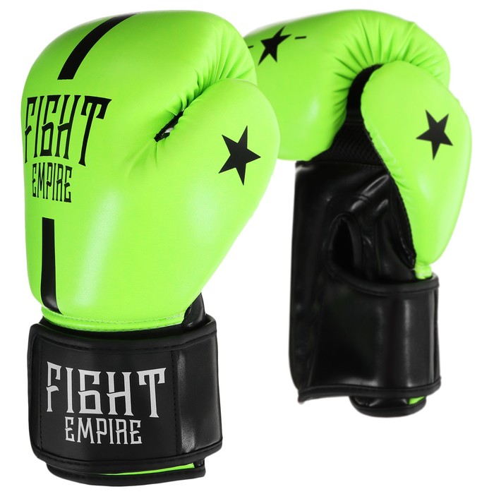 Перчатки боксёрские FIGHT EMPIRE, 12 унций, цвет салатовый