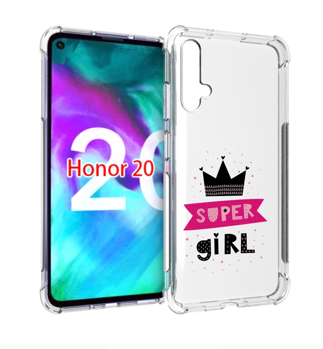 

Чехол бампер MyPads супер-девчонка женский для Honor 20, Прозрачный, Tocco