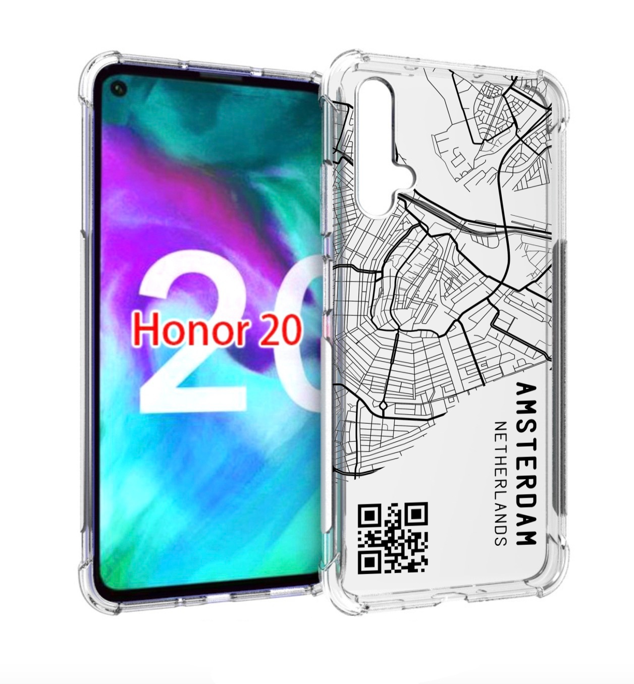 

Чехол бампер MyPads схема-амстердам для Honor 20, Прозрачный, Tocco