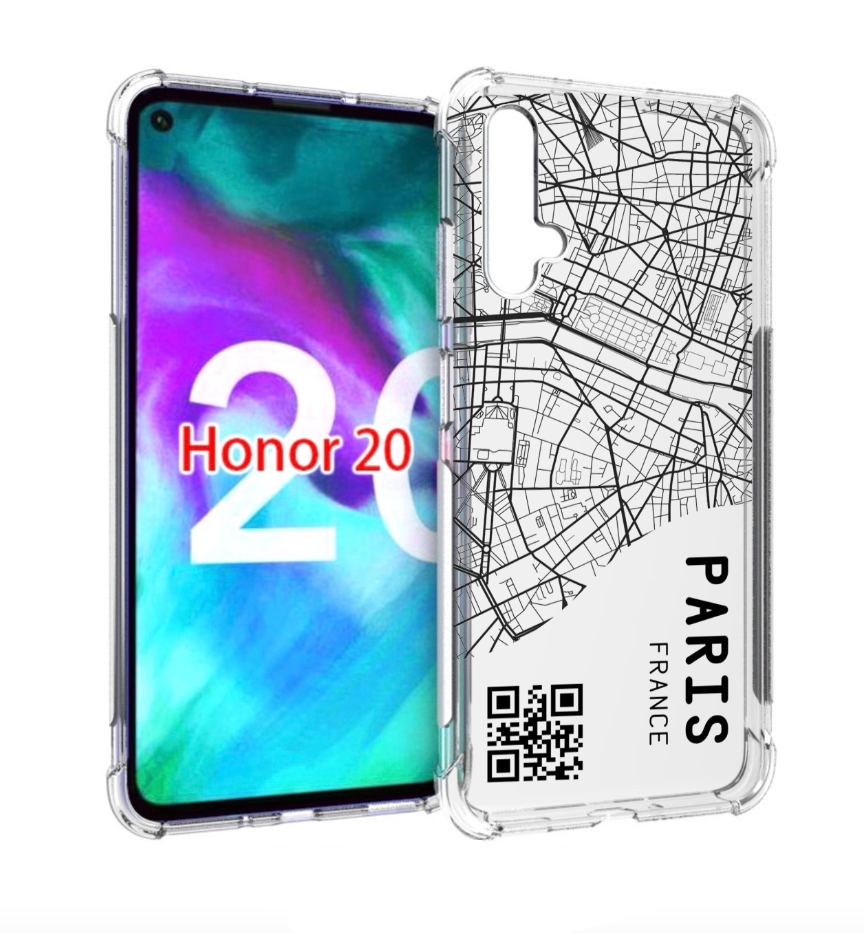 

Чехол бампер MyPads схема-париж для Honor 20, Прозрачный, Tocco
