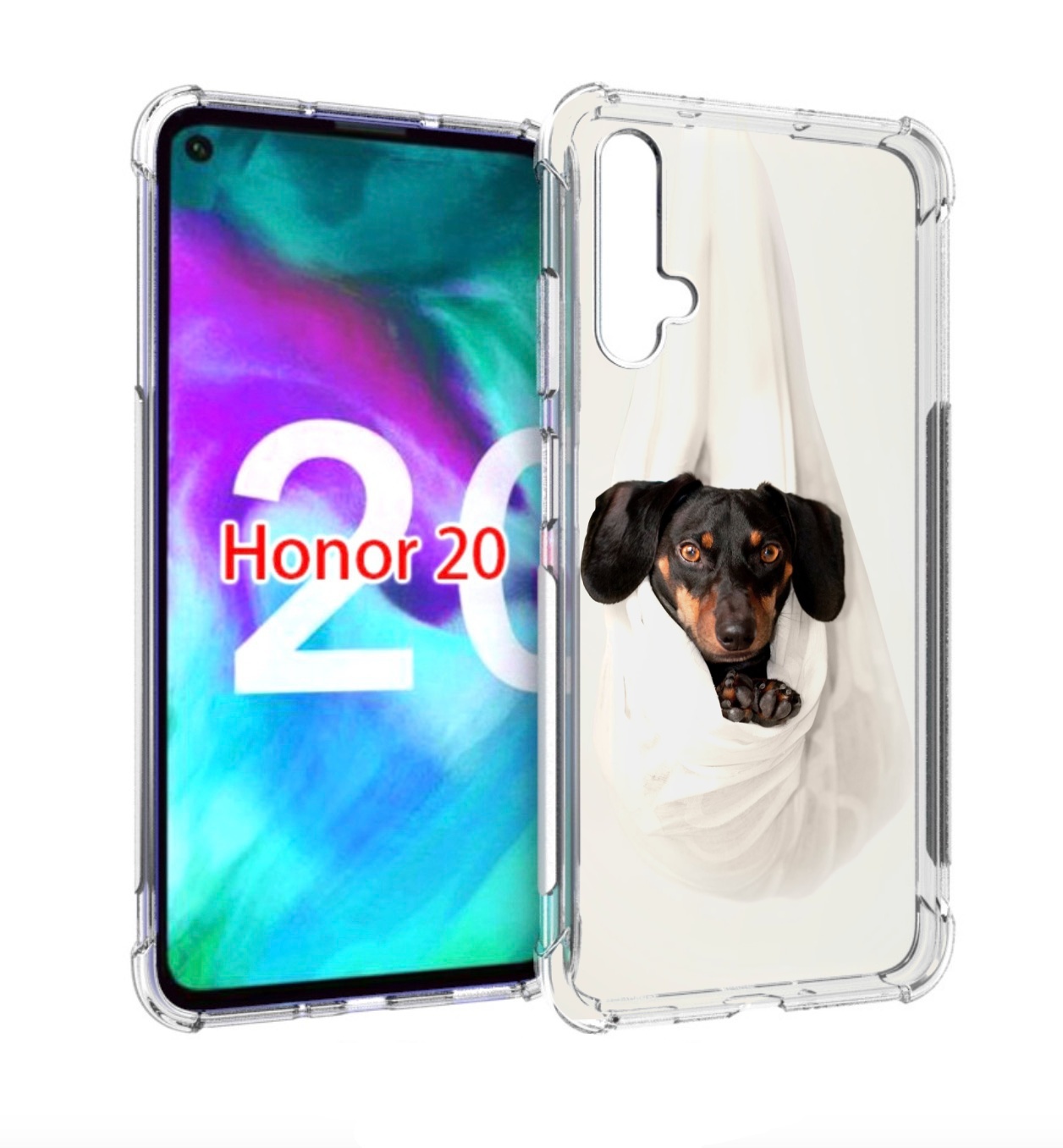 

Чехол бампер MyPads такса собака для Honor 20, Прозрачный, Tocco