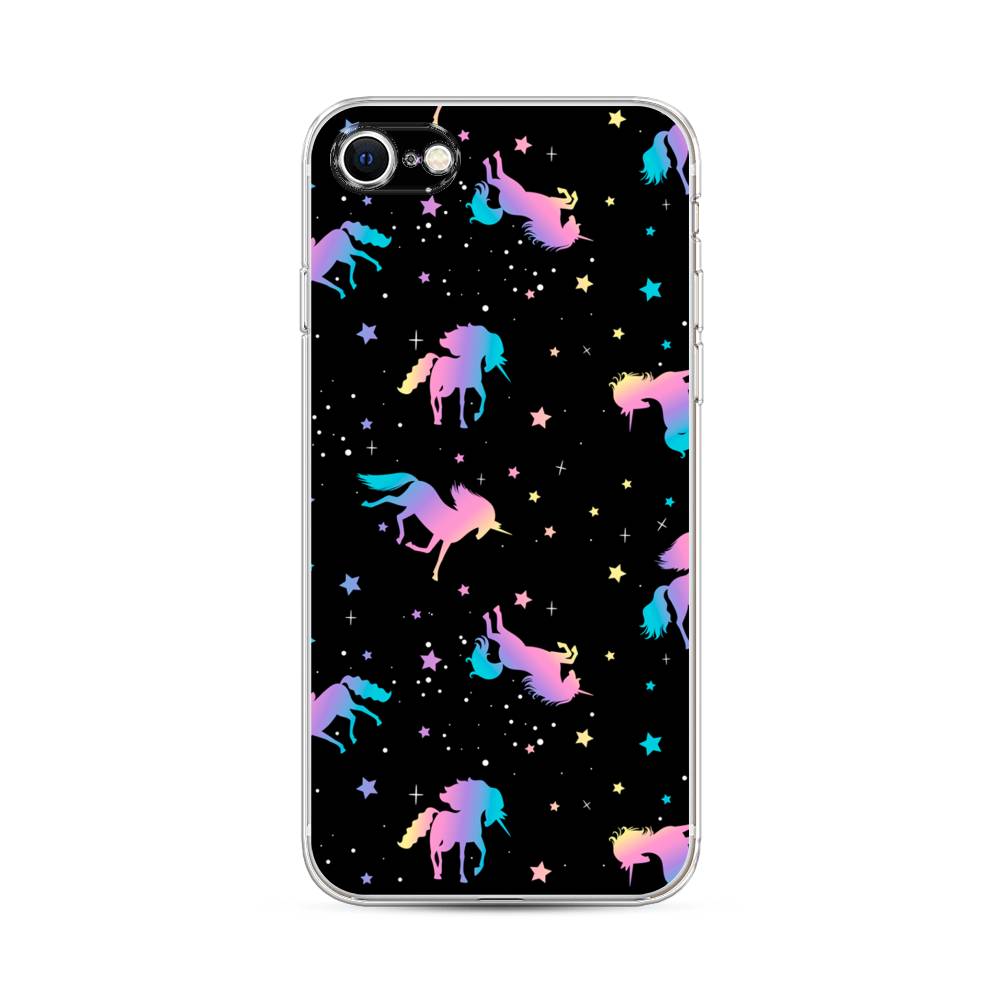 

Чехол на Apple iPhone 7 "Единороги градиент", Черный;розовый;голубой, 14850-1
