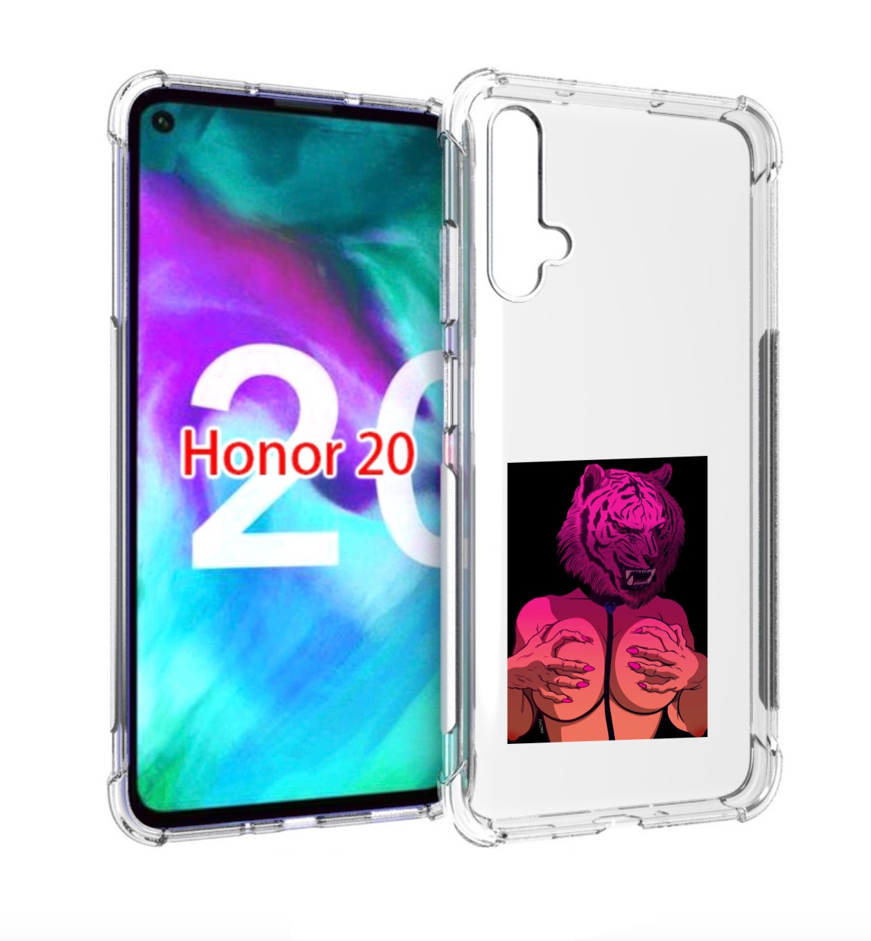 

Чехол бампер MyPads тигр с секретом женский для Honor 20, Прозрачный, Tocco