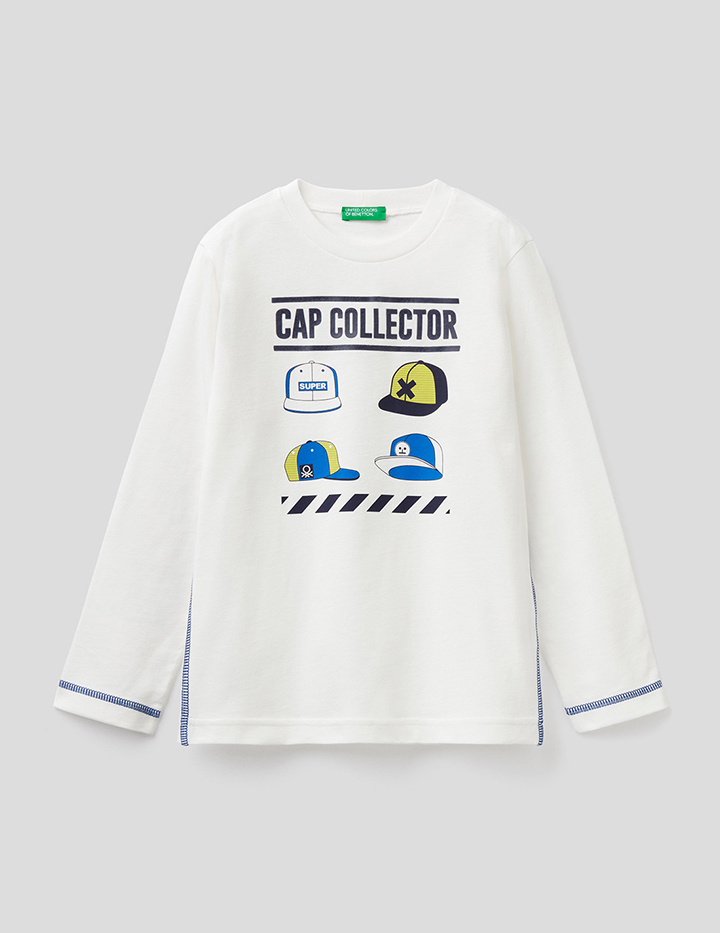 

Лонгслив для мальчиков Benetton цв. белый р.146, 21A_3096C15C1
