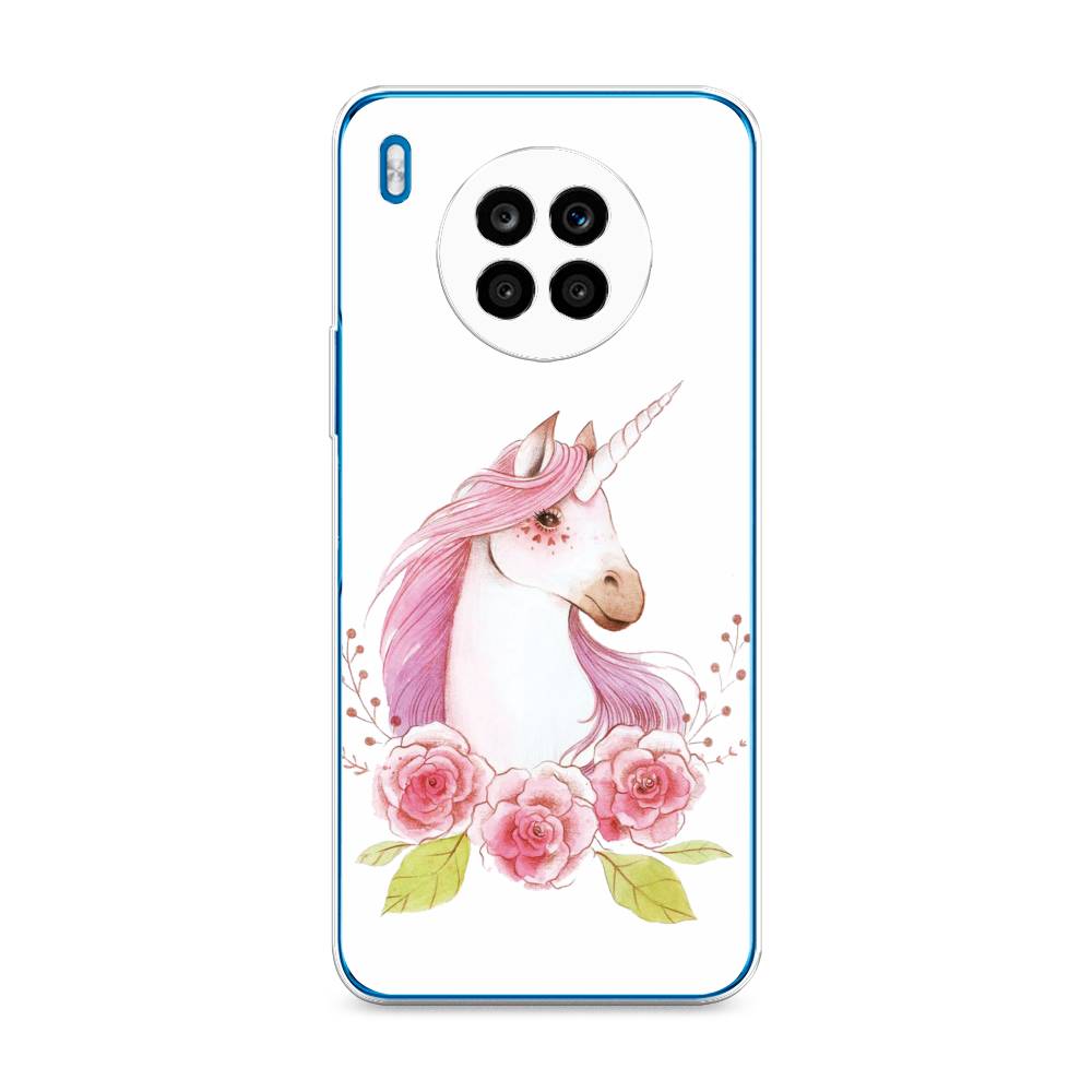 

Чехол на Huawei Nova 8i "Единорог цветы", Белый;розовый;серый, 6106450-1