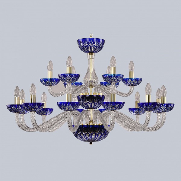 фото Подвесная люстра ivele crystal 1308/12+6/360/2d g cl/clear-blue/h-1i bohemia ivele crystal