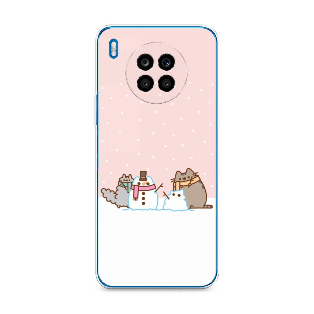 

Чехол на Huawei Nova 8i "Котики в снегу", Розовый;белый;серый, 6106450-5