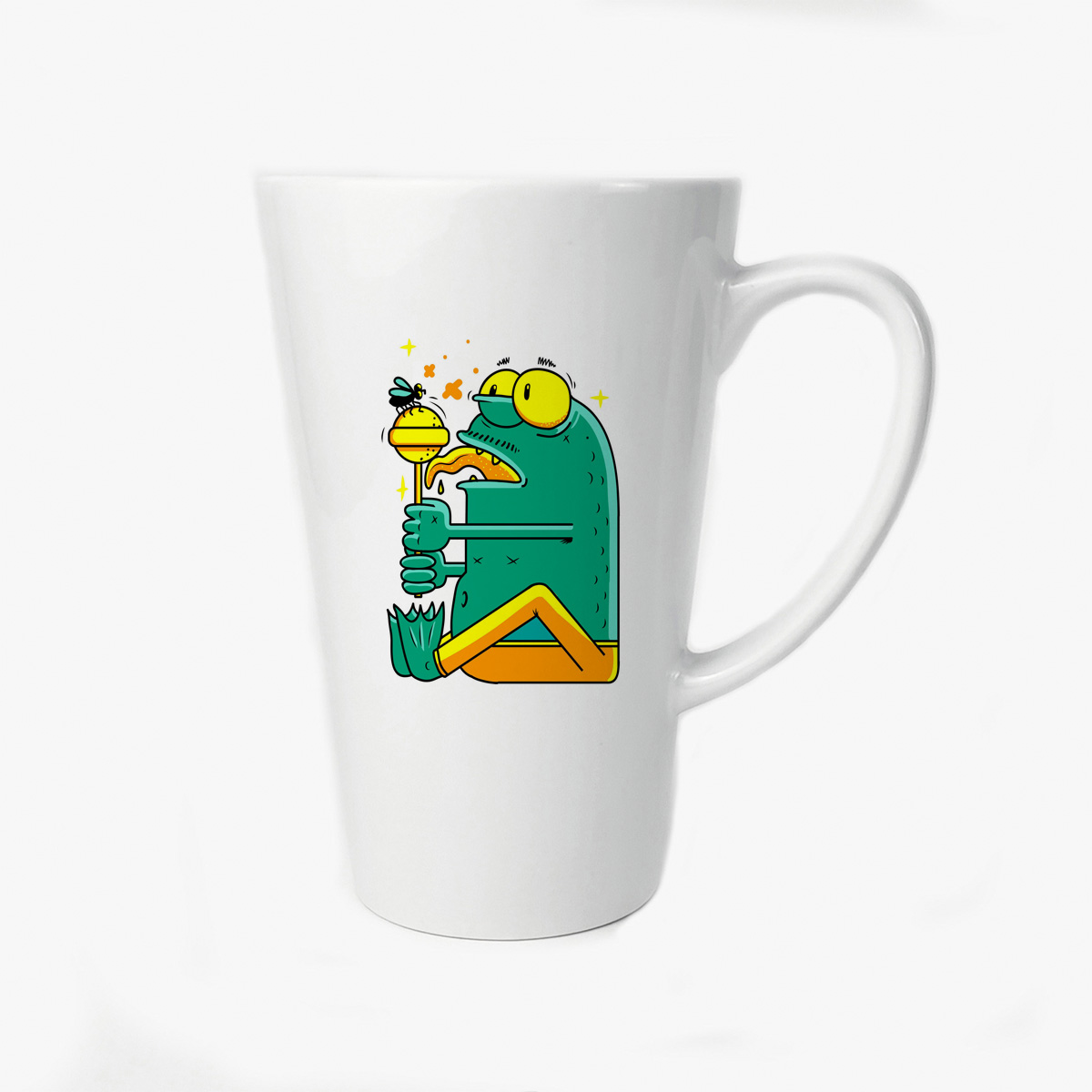 

Большая конусная кружка CoolPodarok Иллюстрация Лягушенок с чупа чупсом