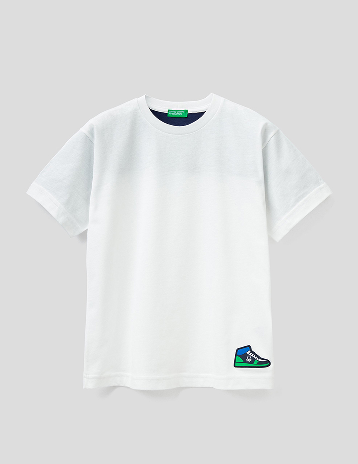 

Футболка для мальчиков Benetton цв. белый р.128, 21A_3096C15C7