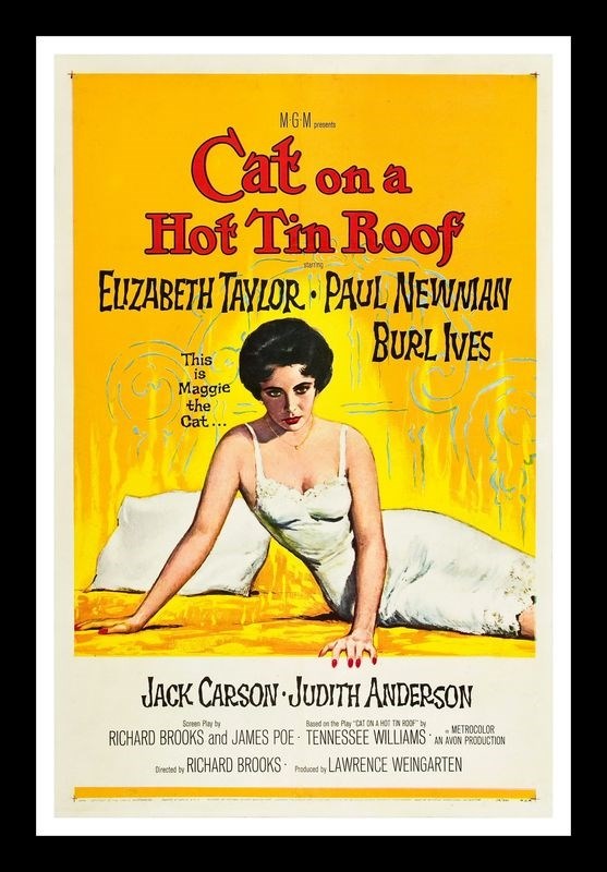 

Постер к фильму "Кошка на раскаленной крыше" (Cat on a Hot Tin Roof) Оригинальный 35,6x50,