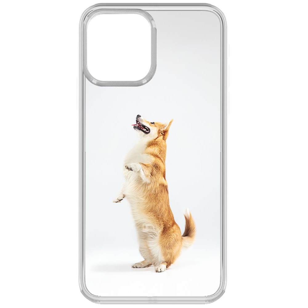 

Чехол-накладка Krutoff Clear Case Корги готов служить для iPhone 13, Прозрачный