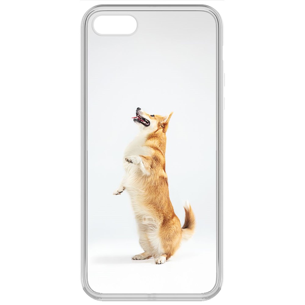 

Чехол-накладка Krutoff Clear Case Корги готов служить для iPhone 5/5s, Прозрачный