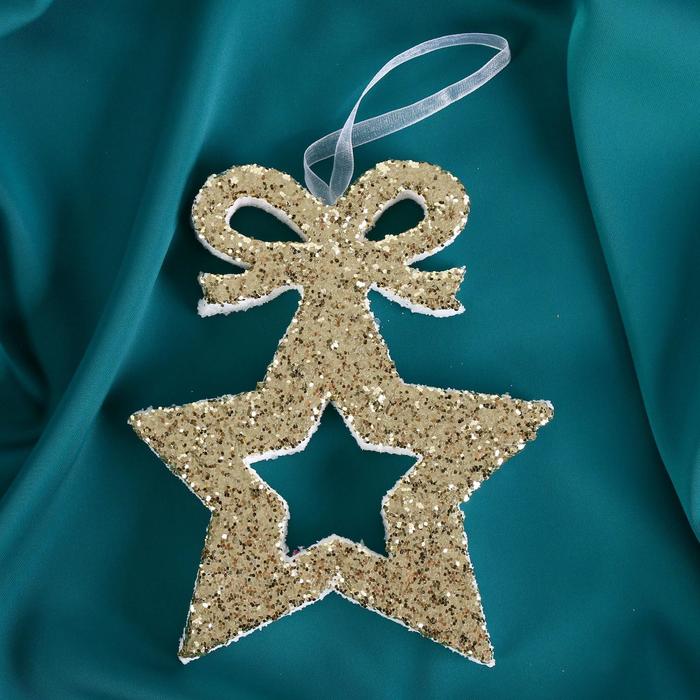 

Украшение ёлочное Мерцающая звезда с бантиком 12х14 см, золото
