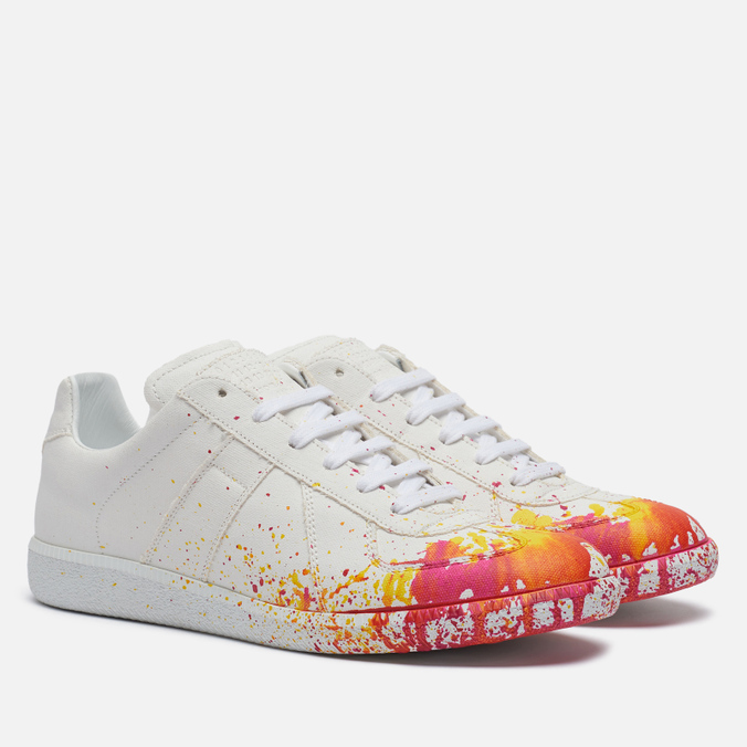 фото Кроссовки мужские maison margiela replica canvas paint splatter белые 45 eu