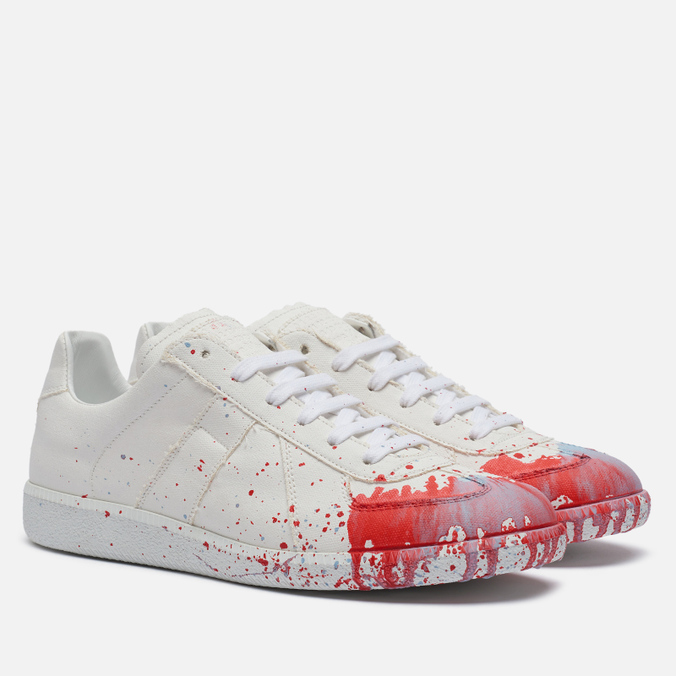 фото Кроссовки мужские maison margiela replica canvas paint splatter белые 45 eu