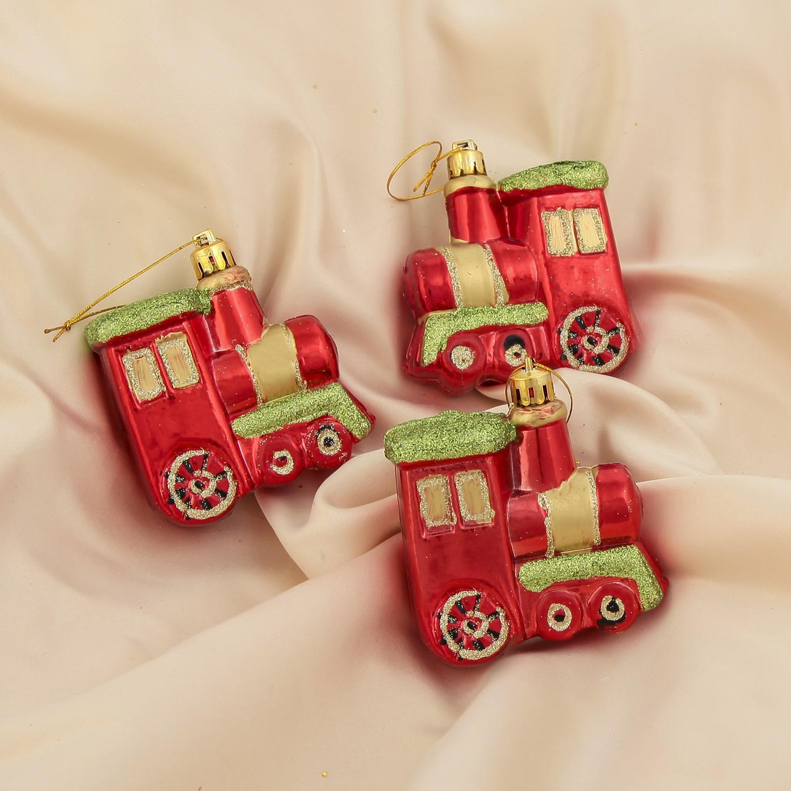 

Елочная игрушка Паровозик 1332589 3 шт. красный, Паровозик