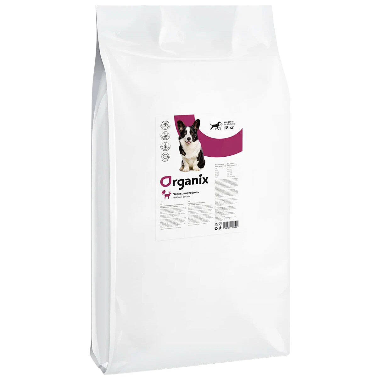 

Сухой корм для собак Organix , оленина, картофель, 18кг
