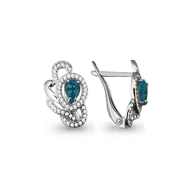 

Серьги из серебра с топазом/фианитом Aquamarine 4458608А, 4458608А_925_р
