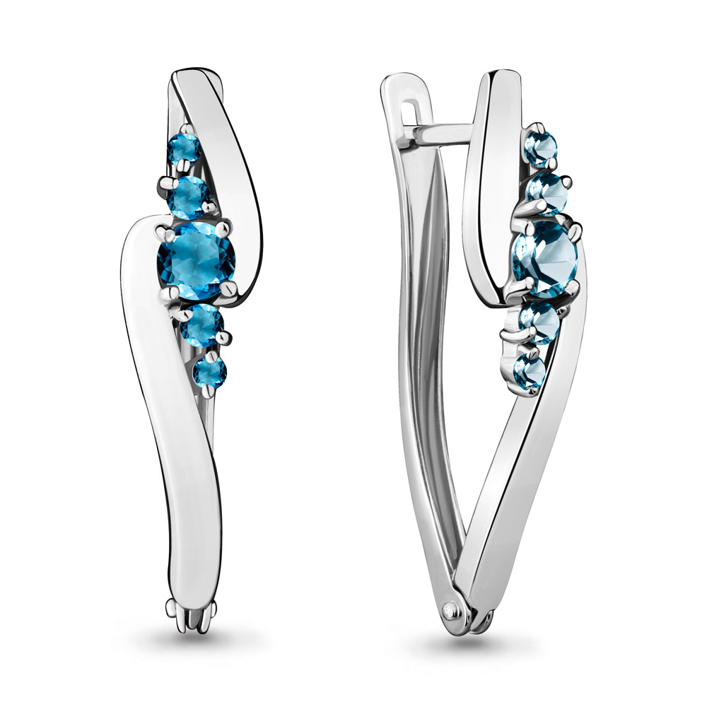 

Серьги из серебра с топазом Aquamarine 4466408, 4466408_925_р