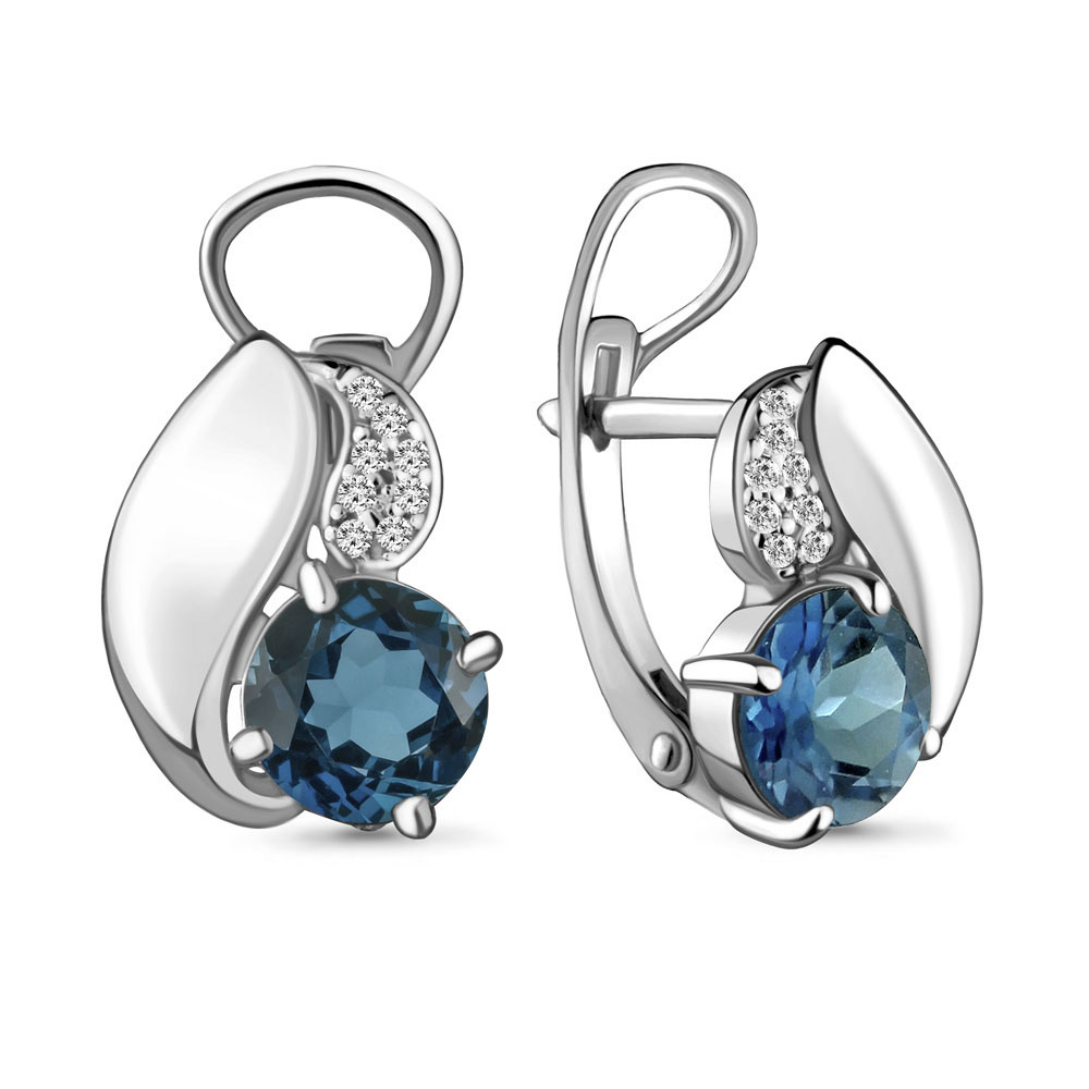 

Серьги из серебра с топазом/фианитом Aquamarine 4486608А, 4486608А_925_р