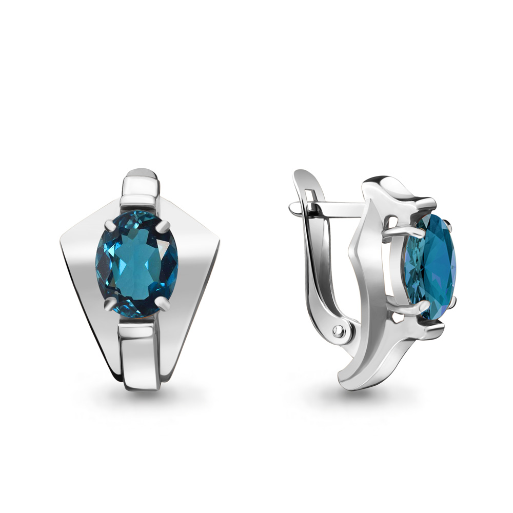 

Серьги из серебра с топазом Aquamarine 4492808, 4492808_925_р