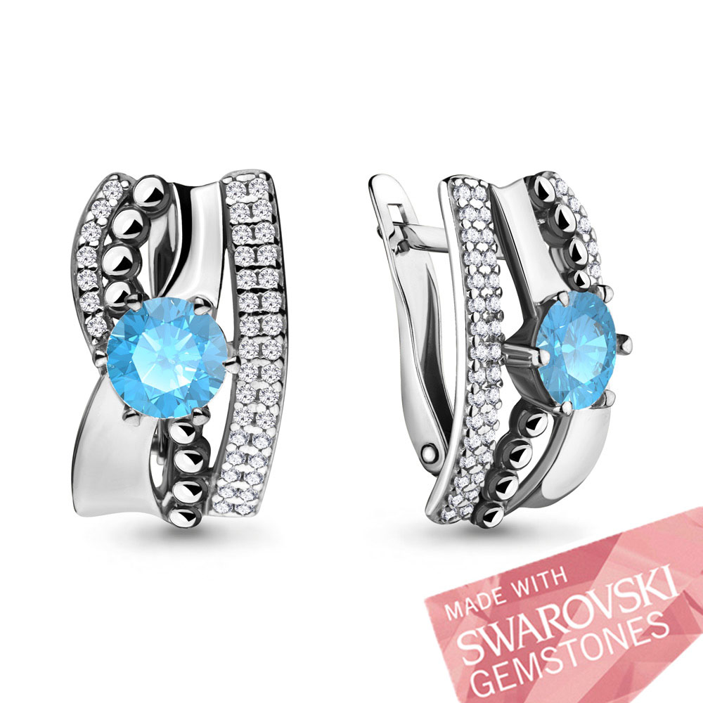 

Серьги из серебра с топазом/фианитом Aquamarine 4590024А, 4590024А_925_р