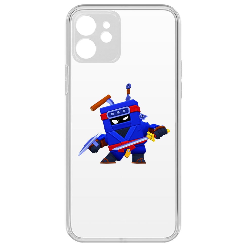 

Чехол-накладка Krutoff Clear Case Brawl Stars-Ниндзя Эш для iPhone 12 с защитой камеры, Прозрачный