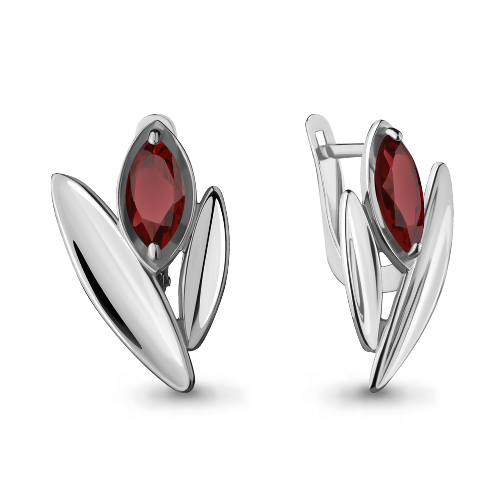 

Серьги из серебра с гранатом Aquamarine 4723003, 4723003_925_р