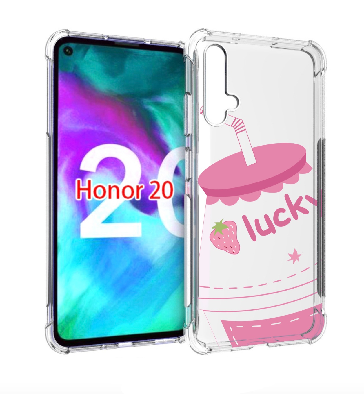 

Чехол бампер MyPads удачный-напиток для Honor 20, Прозрачный, Tocco