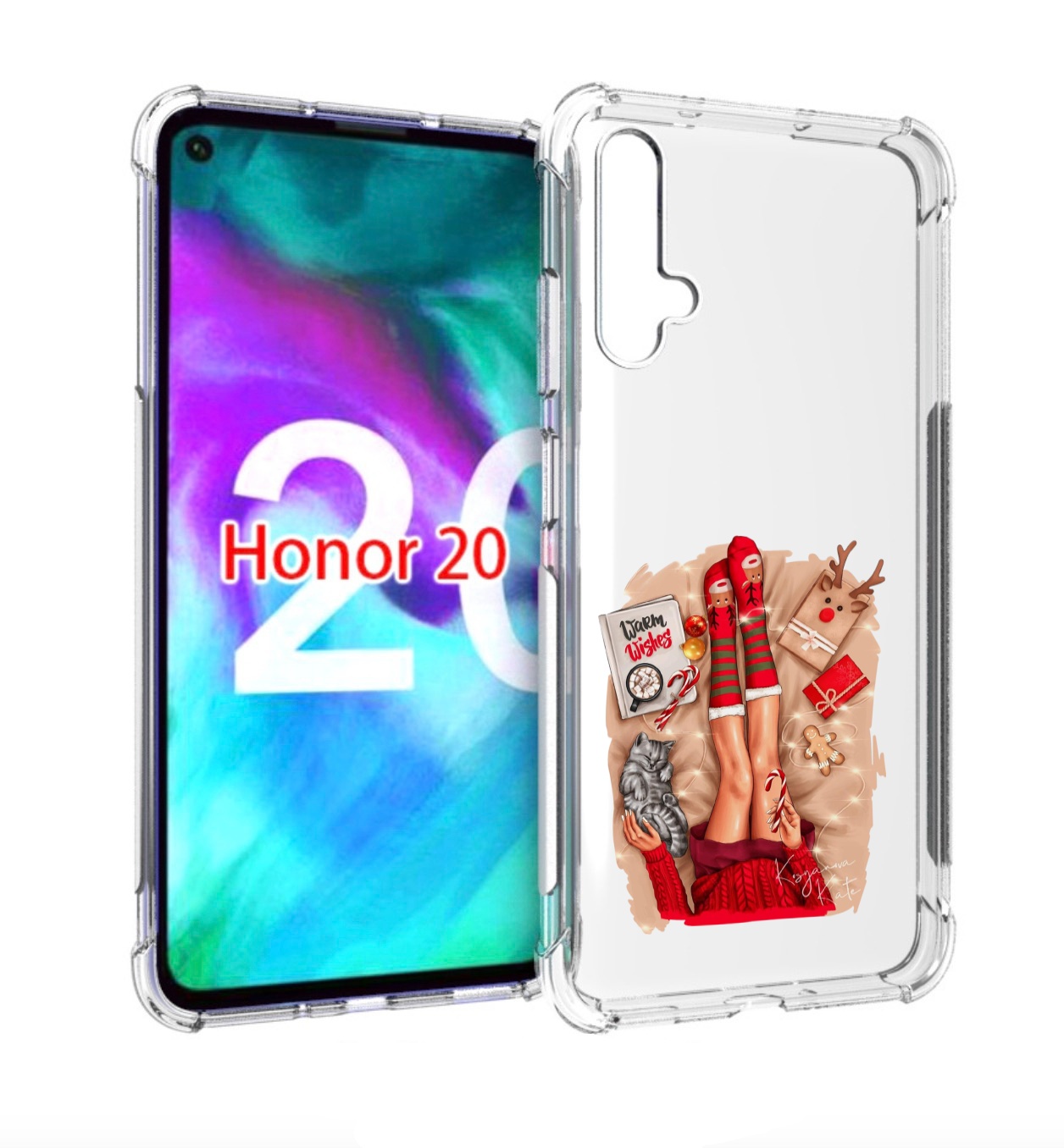 

Чехол бампер MyPads уютный-арт женский для Honor 20, Прозрачный, Tocco