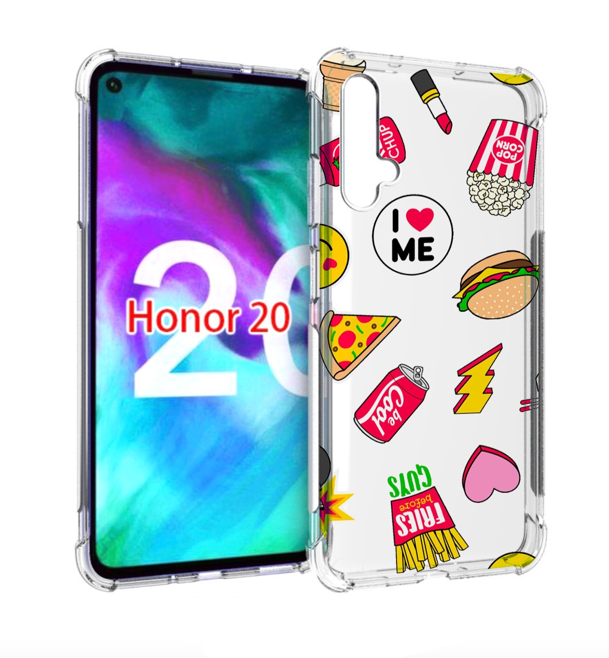 

Чехол бампер MyPads фаст-фуд для Honor 20, Прозрачный, Tocco