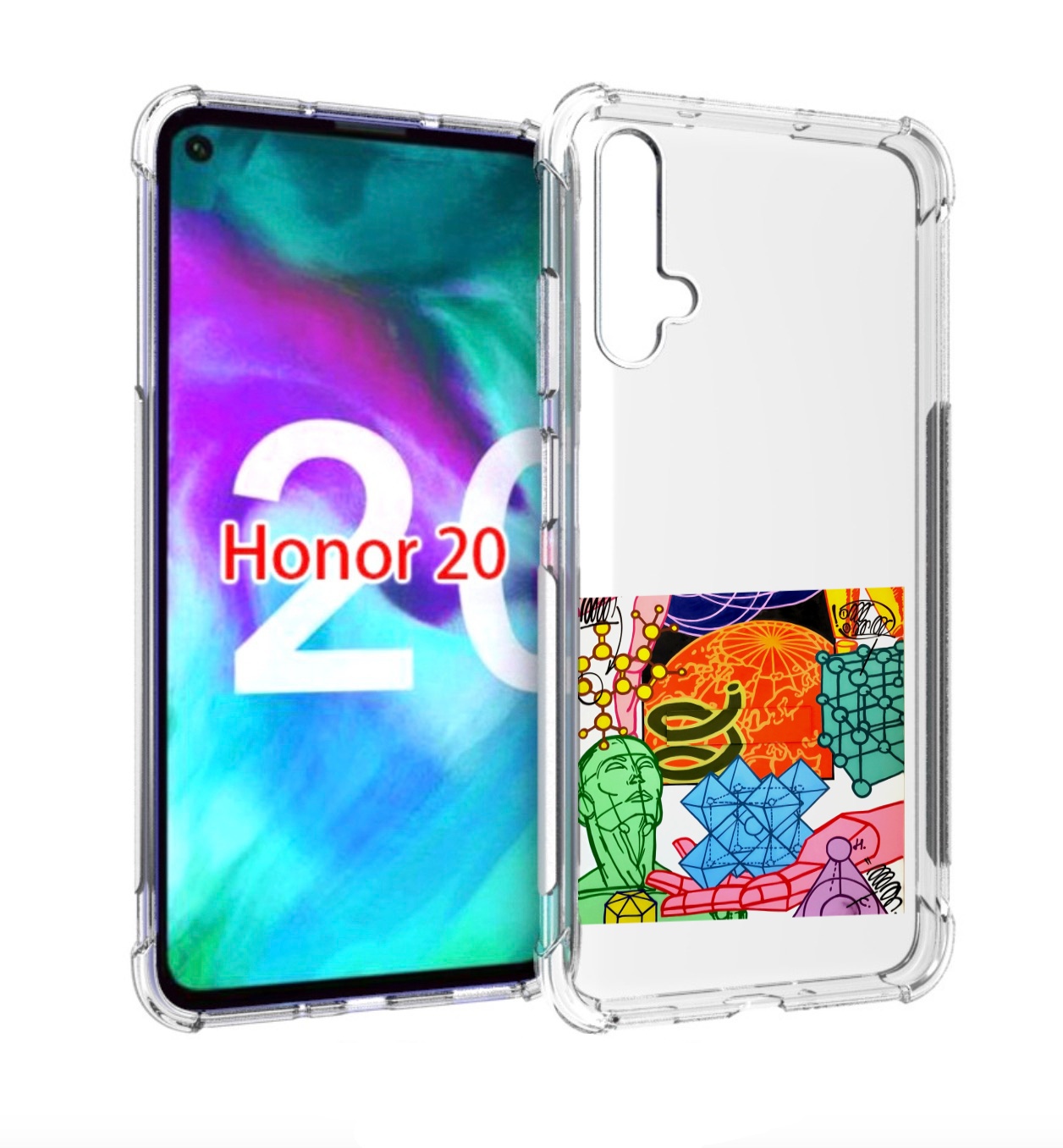 

Чехол бампер MyPads физика-химия для Honor 20, Прозрачный, Tocco