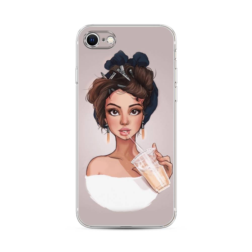 

Чехол на Apple iPhone 7 "Девушка с фраппе", Серый, 14850-6