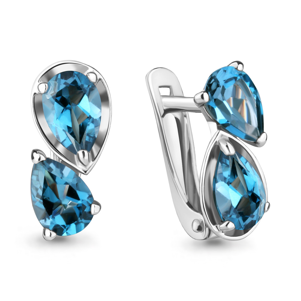 

Серьги из серебра с топазом Aquamarine 4751308, 4751308_925_р