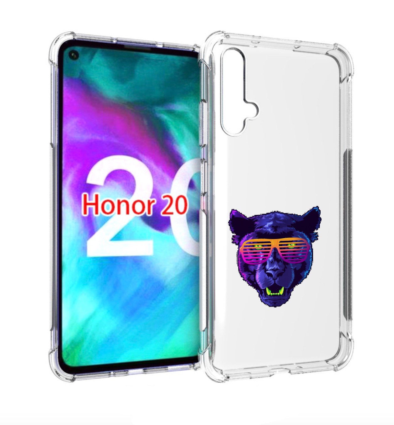 

Чехол бампер MyPads фиолетовая пума в очках для Honor 20, Прозрачный, Tocco