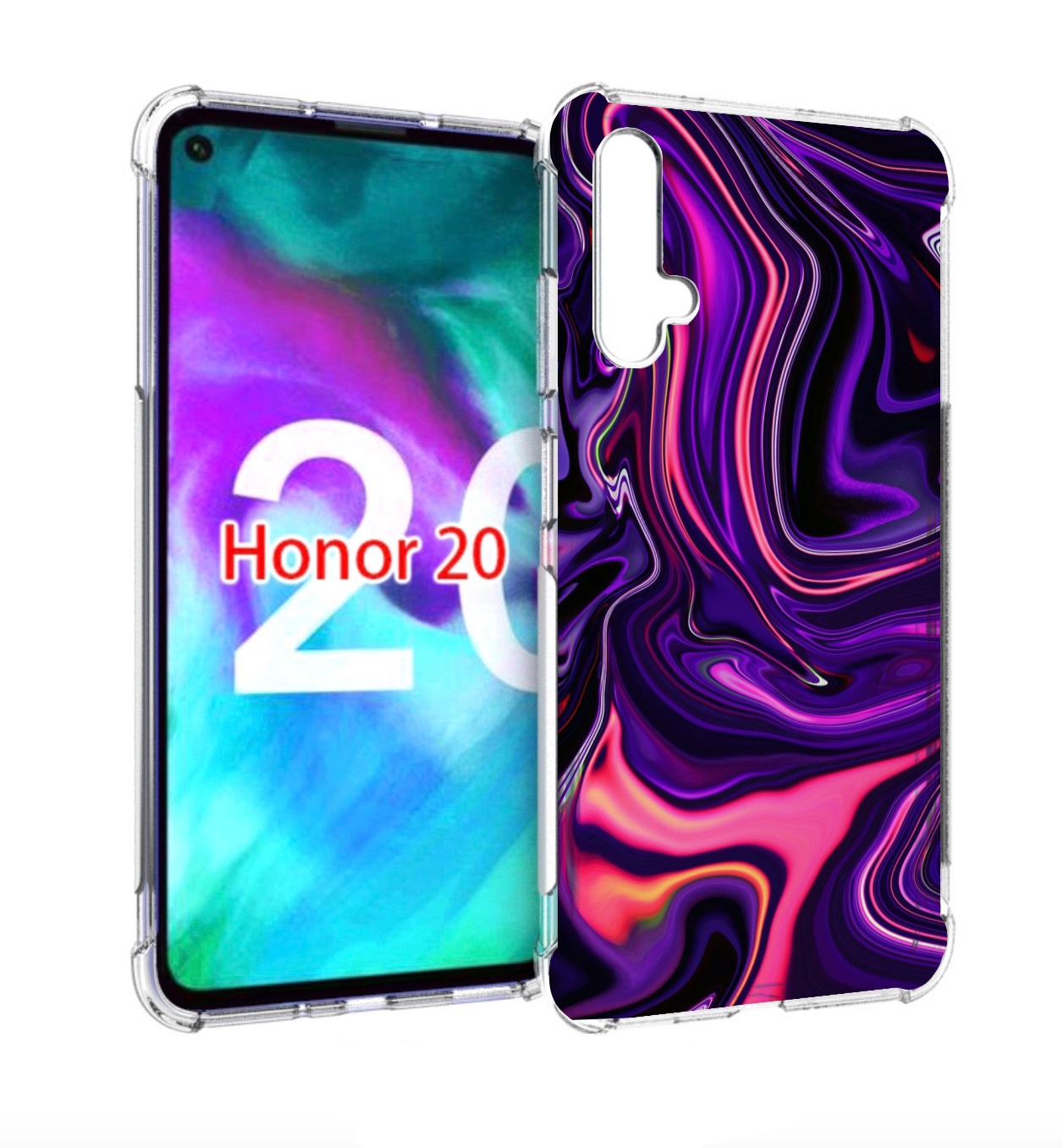 

Чехол бампер MyPads фиолетовые краски для Honor 20, Прозрачный, Tocco