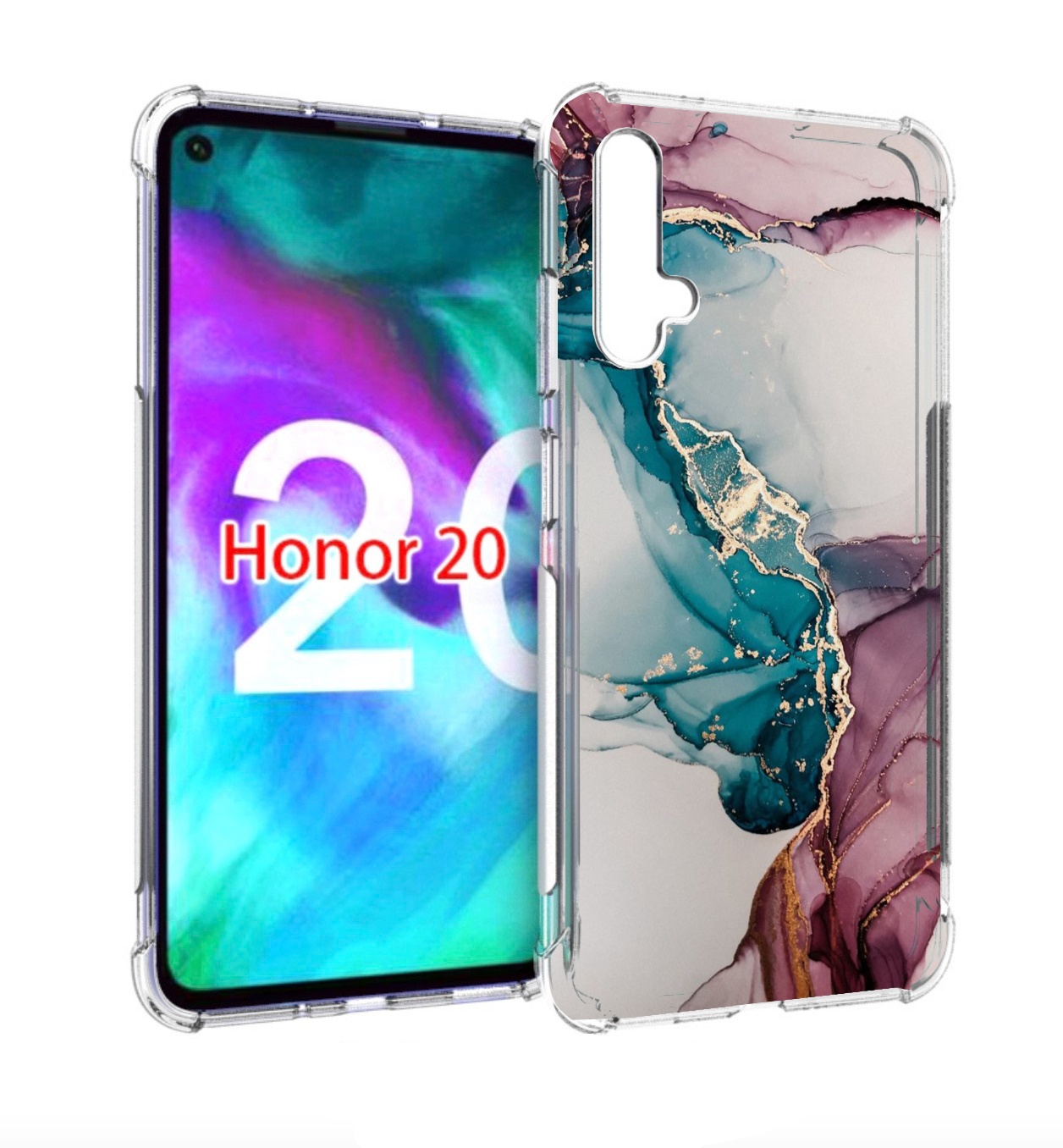 

Чехол бампер MyPads фиолетовый синий краски для Honor 20, Прозрачный, Tocco