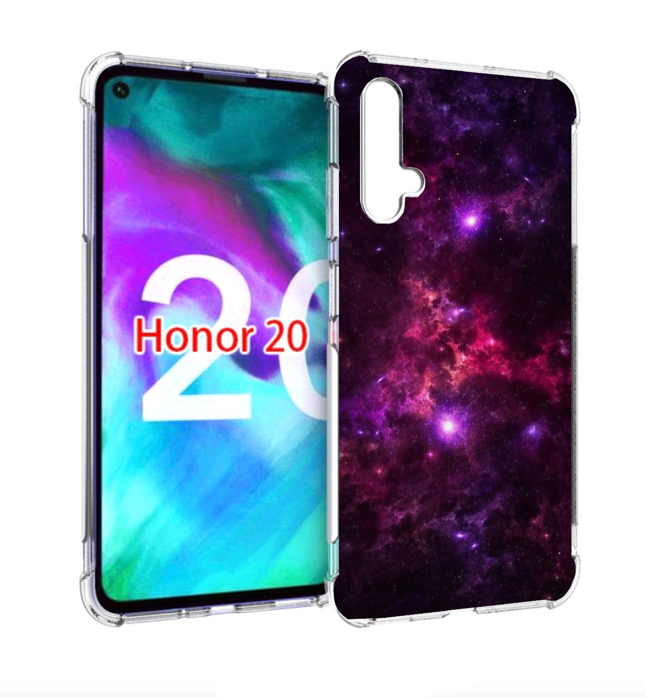 

Чехол бампер MyPads фиолетовый-космос-с-облаками для Honor, Прозрачный, Tocco