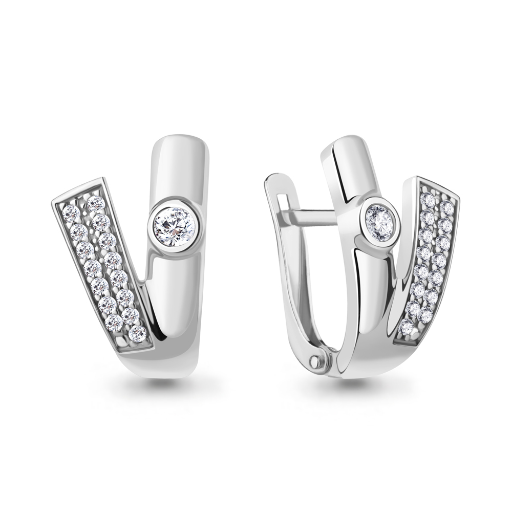 

Серьги из серебра с фианитом Aquamarine 49750А, 49750А_925_р