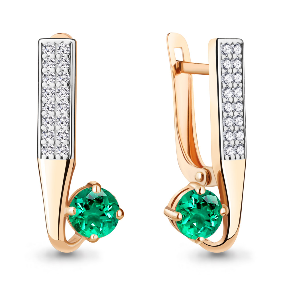 

Серьги из серебра с фианитом/изумрудом искусственным Aquamarine 49754АГ, 49754АГ_925_з