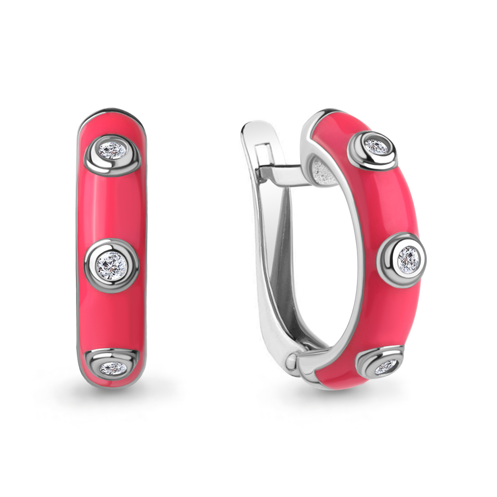 

Серьги из серебра с фианитом/эмалью Aquamarine 49880А, 49880А_925_р