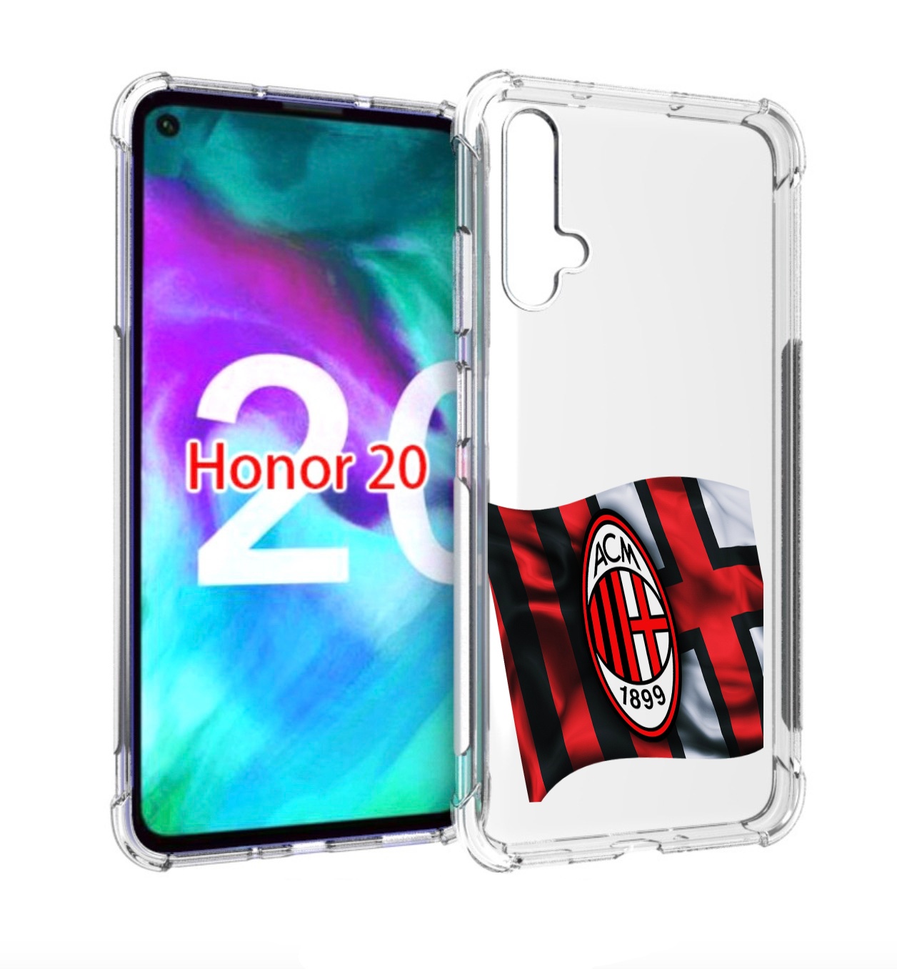 

Чехол бампер MyPads фк милан мужской для Honor 20, Прозрачный, Tocco