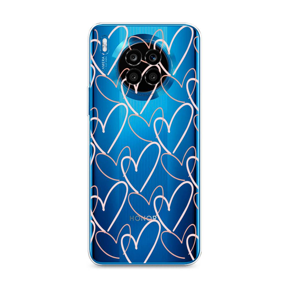 

Чехол на Huawei Nova 8i "Узор из сердечек", Розовый;бежевый, 6106450-6