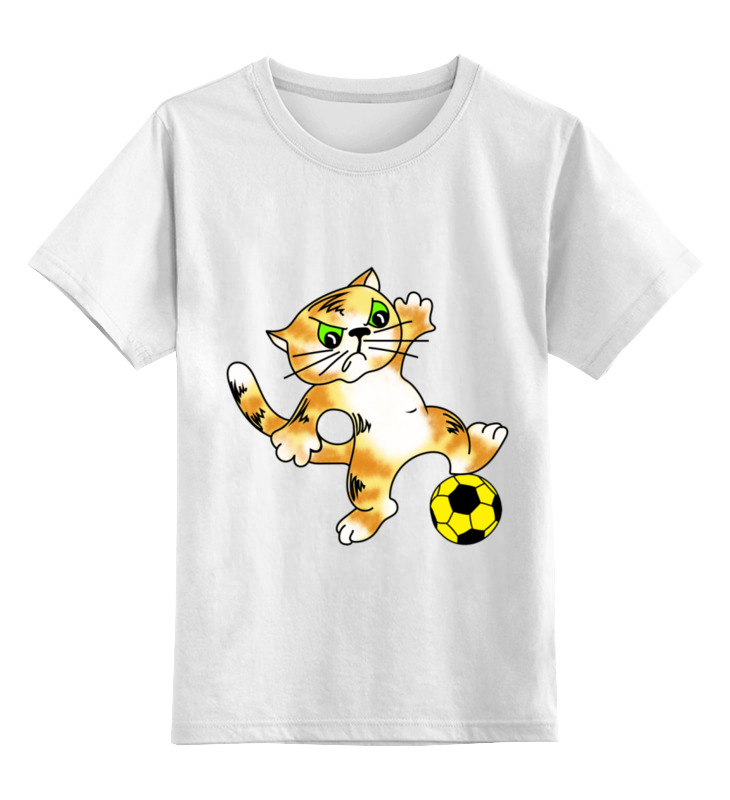 

Детская футболка Printio Кот-футболист цв.белый р.128, 0000003064204