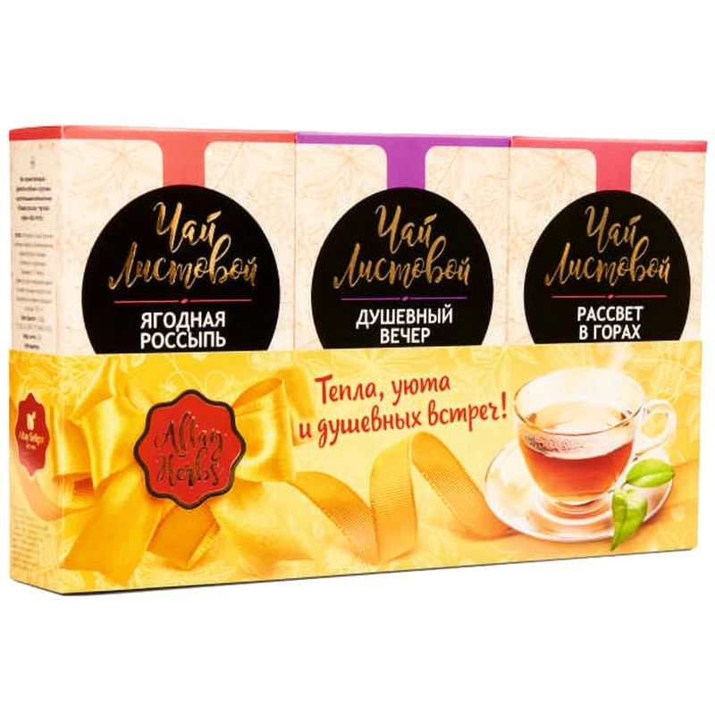 

Подарочный набор черного листового чая Altay Herbs, 3 упаковки по 50 г