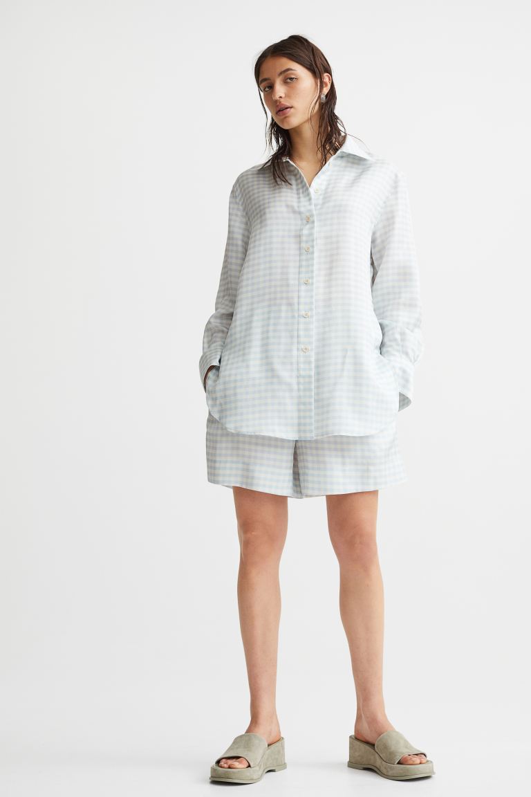 

Рубашка женская H&M 1072519001 синяя M (доставка из-за рубежа), 1072519001