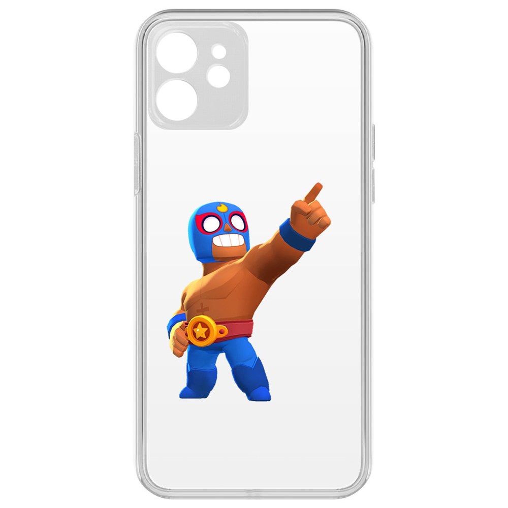 Чехол-накладка Krutoff Clear Case Brawl Stars-Эль Примо для iPhone 12 с защитой камеры