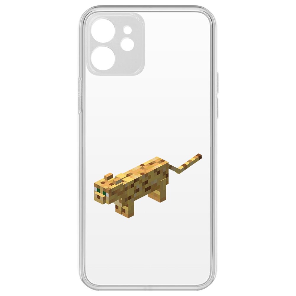 Чехол-накладка Krutoff Clear Case Minecraft-Оцелот для iPhone 12 с защитой камеры