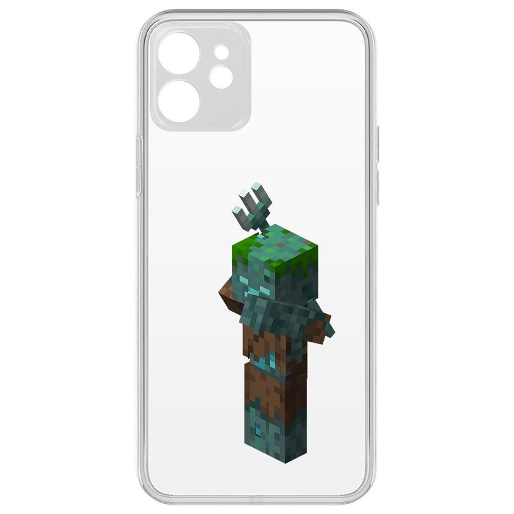 

Чехол-накладка Krutoff Clear Case Minecraft-Утопленник для iPhone 12 с защитой камеры, Прозрачный