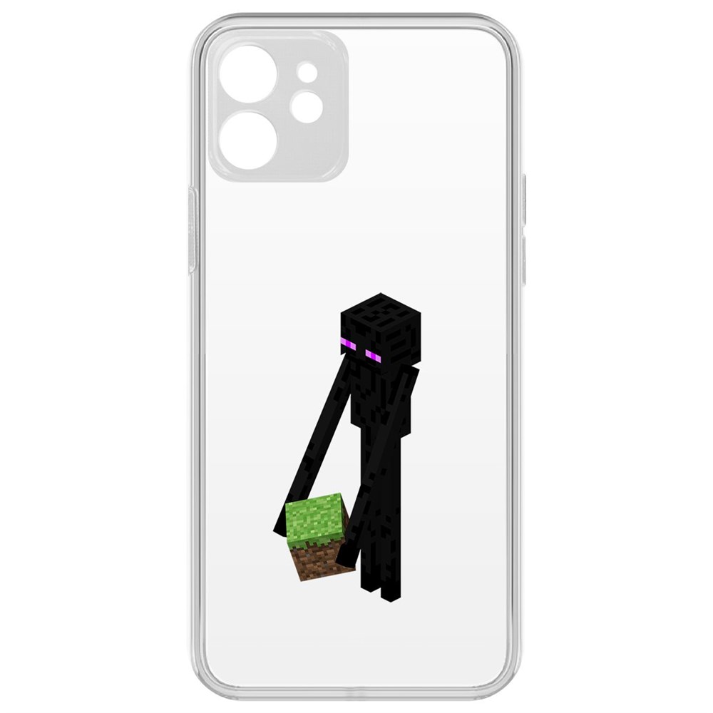 

Чехол-накладка Krutoff Clear Case Minecraft-Эндермен для iPhone 12 с защитой камеры, Прозрачный